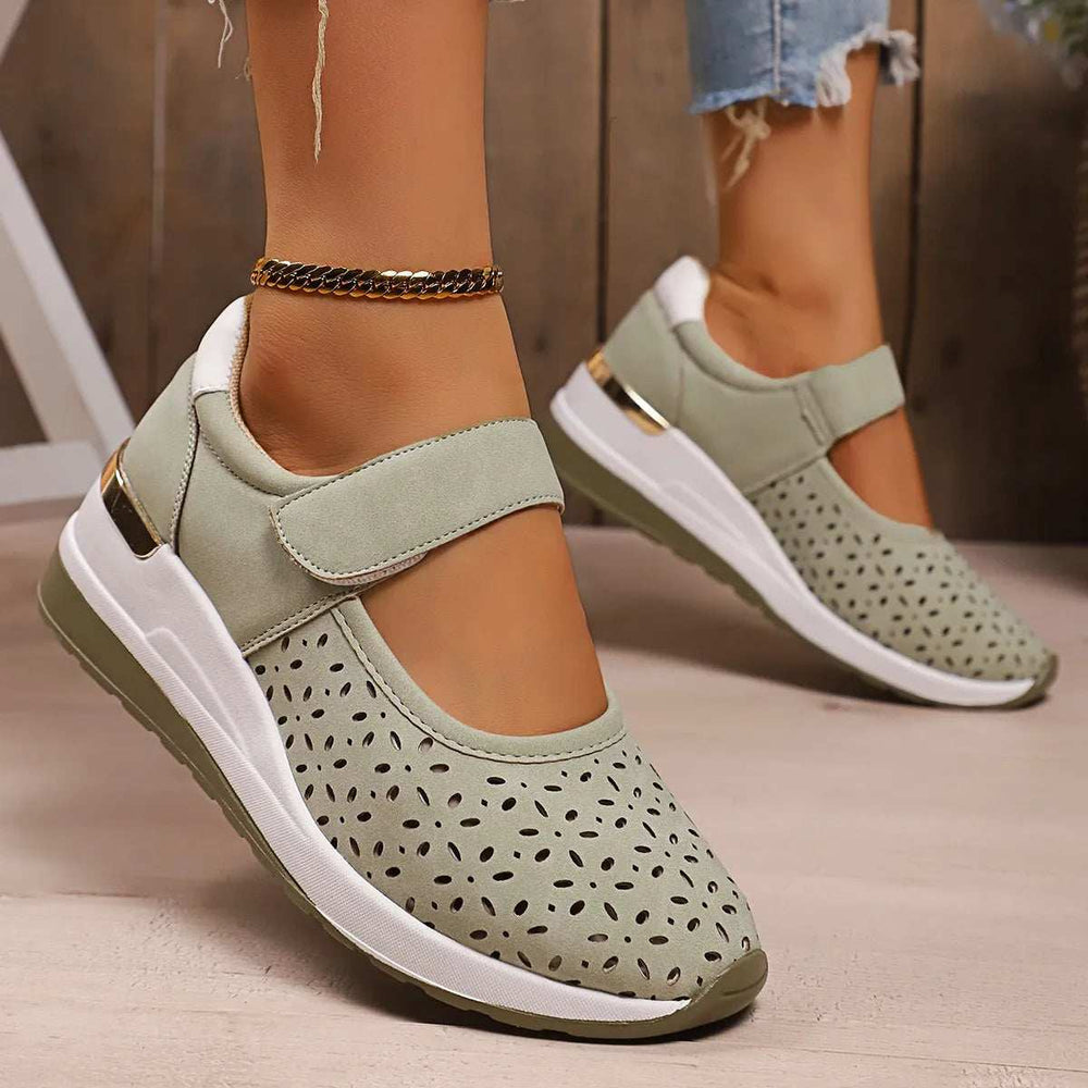 Round Toe Wedge Sneakers - Trendsi - Flyclothing LLC