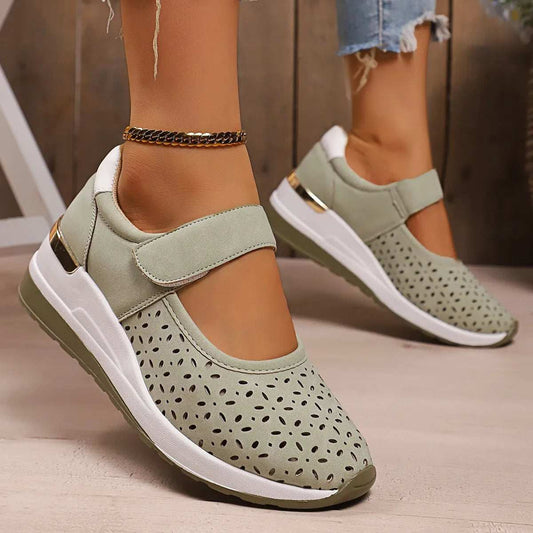 Round Toe Wedge Sneakers - Trendsi - Flyclothing LLC