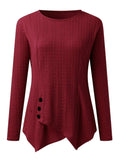 Decorative Button Round Neck Long Sleeve Top - Trendsi - Flyclothing LLC