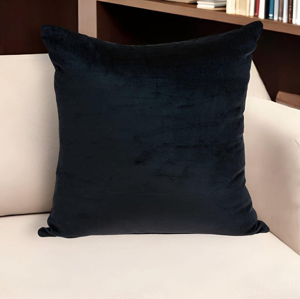 18" X 7" X 18" Transitional Black Solid Pillow Cover With Poly Insert - Homeroots - Flyclothing LLC