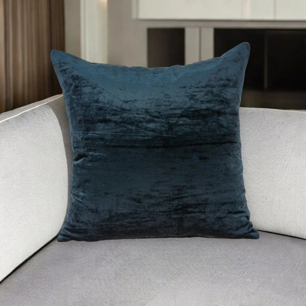 20" X 7" X 20" Transitional Dark Blue Solid Pillow Cover With Poly Insert - Homeroots - Flyclothing LLC