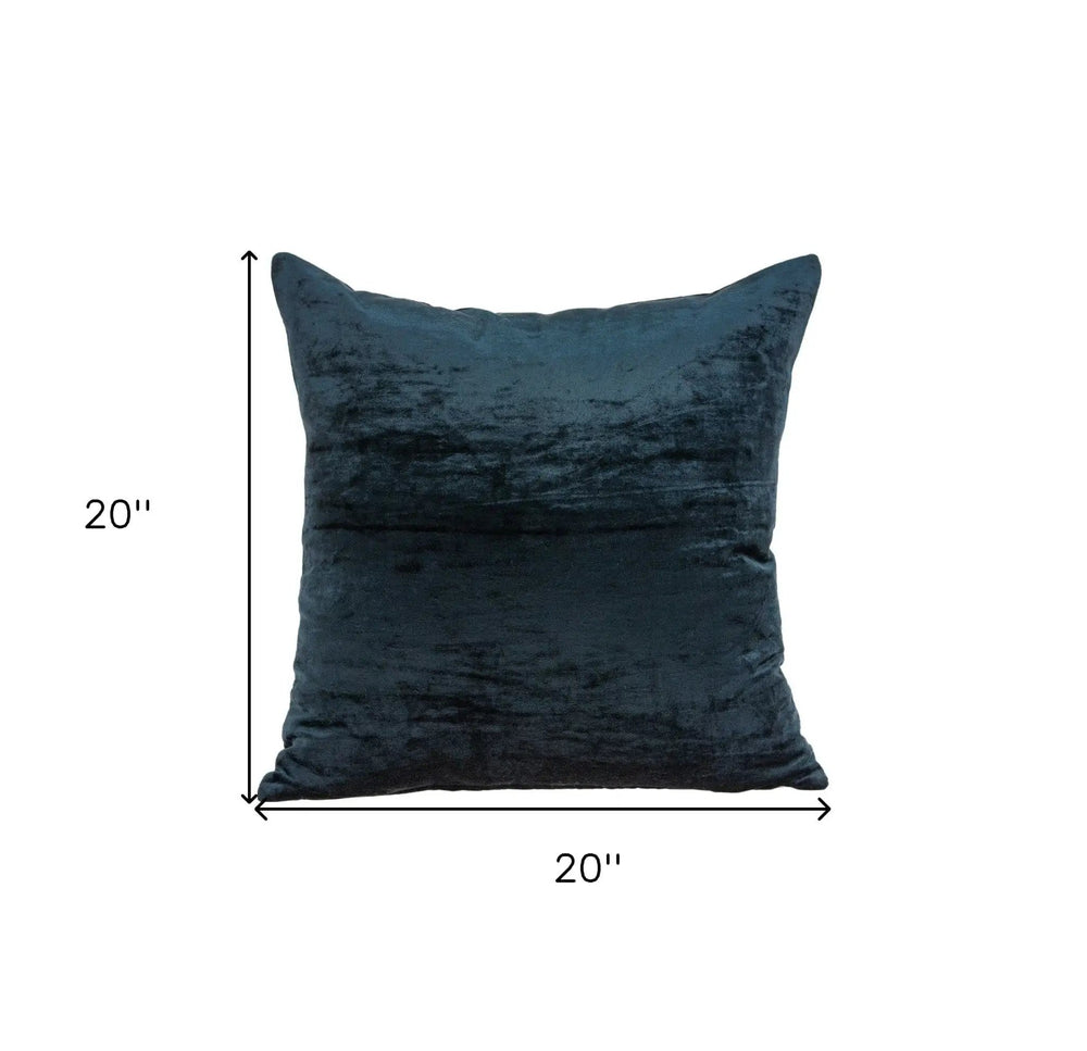 20" X 7" X 20" Transitional Dark Blue Solid Pillow Cover With Poly Insert - Homeroots - Flyclothing LLC