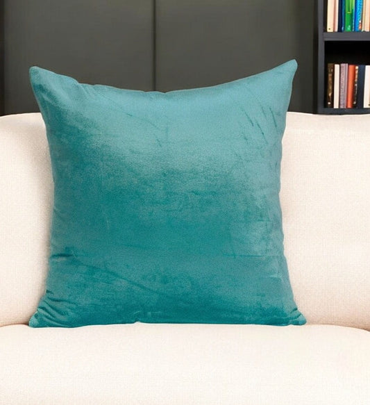 20" X 7" X 20" Transitional Aqua Solid Pillow Cover With Poly Insert - Homeroots