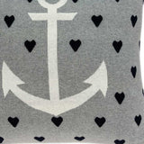 Casual Square Grey Nautical Anchor Accent Pillow - Homeroots - Flyclothing LLC
