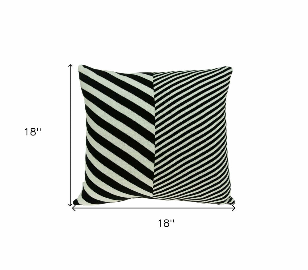 18" X 5" X 18" Transitional White & Black Pillow Cover With Poly Insert - Homeroots - Flyclothing LLC