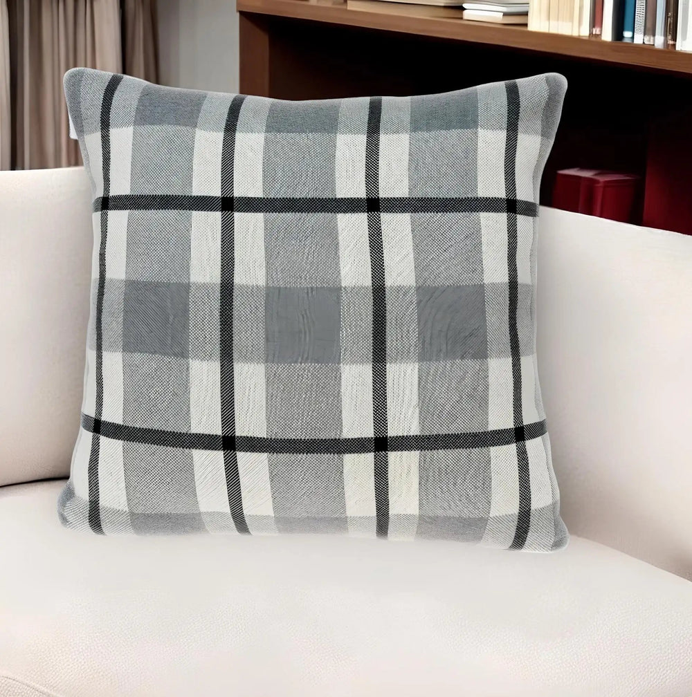 20" X 7" X 20" Transitional Tan & Grey Cotton Pillow Cover With Poly Insert - Homeroots - Flyclothing LLC