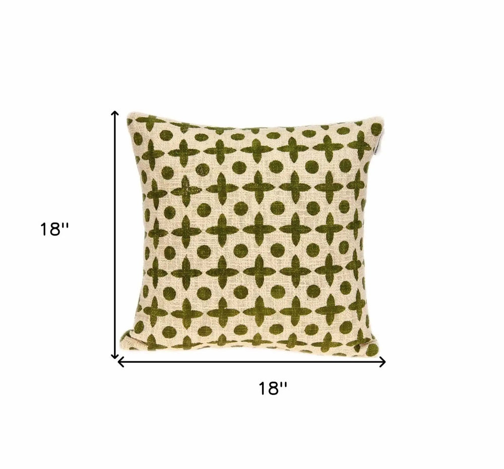 18" X 7" X 18" Transitional Beige Printed Pillow Cover With Poly Insert - Homeroots - Flyclothing LLC