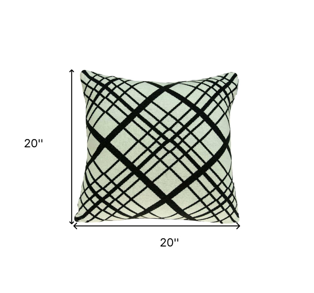 20" Black and White Cotton Throw Pillow - Homeroots - Flyclothing LLC