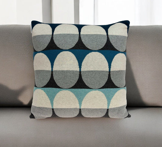 20" X 7" X 20" Transitional Gray And Blue Pillow Cover With Poly Insert - Homeroots