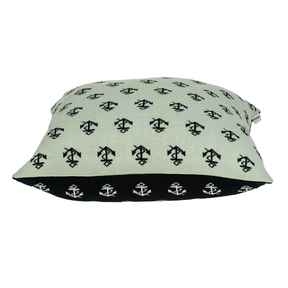 20" Blue and Off White Reversible Nautical Anchor Cotton Throw Pillow - Homeroots - Flyclothing LLC