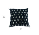20" Blue and Off White Reversible Nautical Anchor Cotton Throw Pillow - Homeroots - Flyclothing LLC