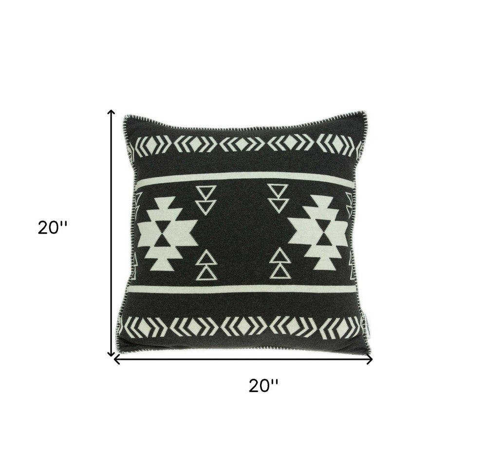 20" X 7" X 20" Southwest Black Cotton Pillow Cover With Poly Insert - Homeroots - Flyclothing LLC