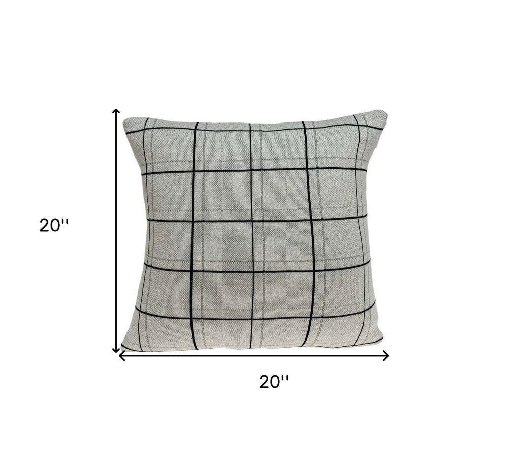 20" X 7" X 20" Transitional Gray Pillow Cover With Poly Insert - Homeroots - Flyclothing LLC