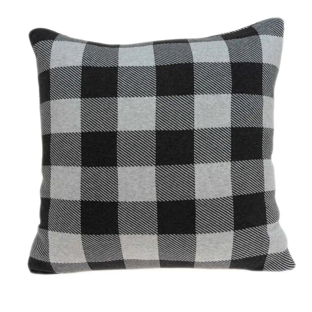 20" Gray Plaid Cotton Throw Pillow - Homeroots - Flyclothing LLC