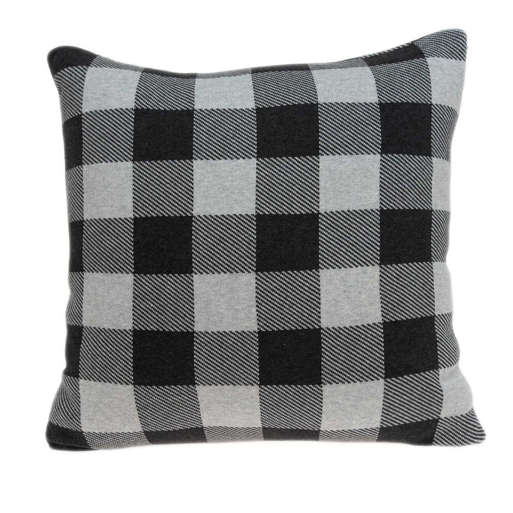 20" Gray Plaid Cotton Throw Pillow - Homeroots - Flyclothing LLC