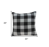 20" Gray Plaid Cotton Throw Pillow - Homeroots - Flyclothing LLC
