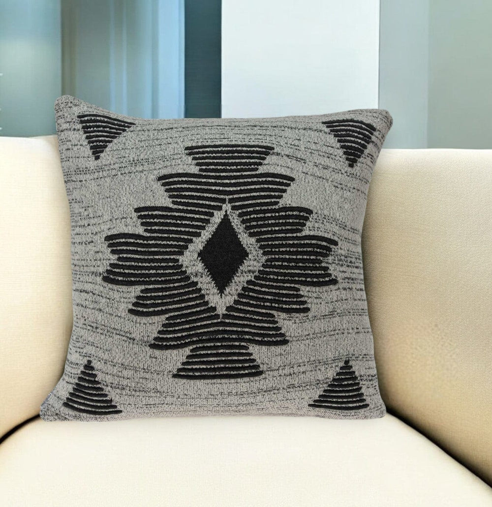 20" X 7" X 20" Southwest Gray Cotton Pillow Cover With Poly Insert - Homeroots - Flyclothing LLC