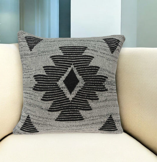 20" X 7" X 20" Southwest Gray Cotton Pillow Cover With Poly Insert - Homeroots