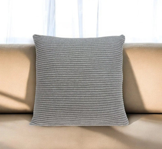 20" X 7" X 20" Elegant Transitional Gray Pillow Cover With Poly Insert - Homeroots