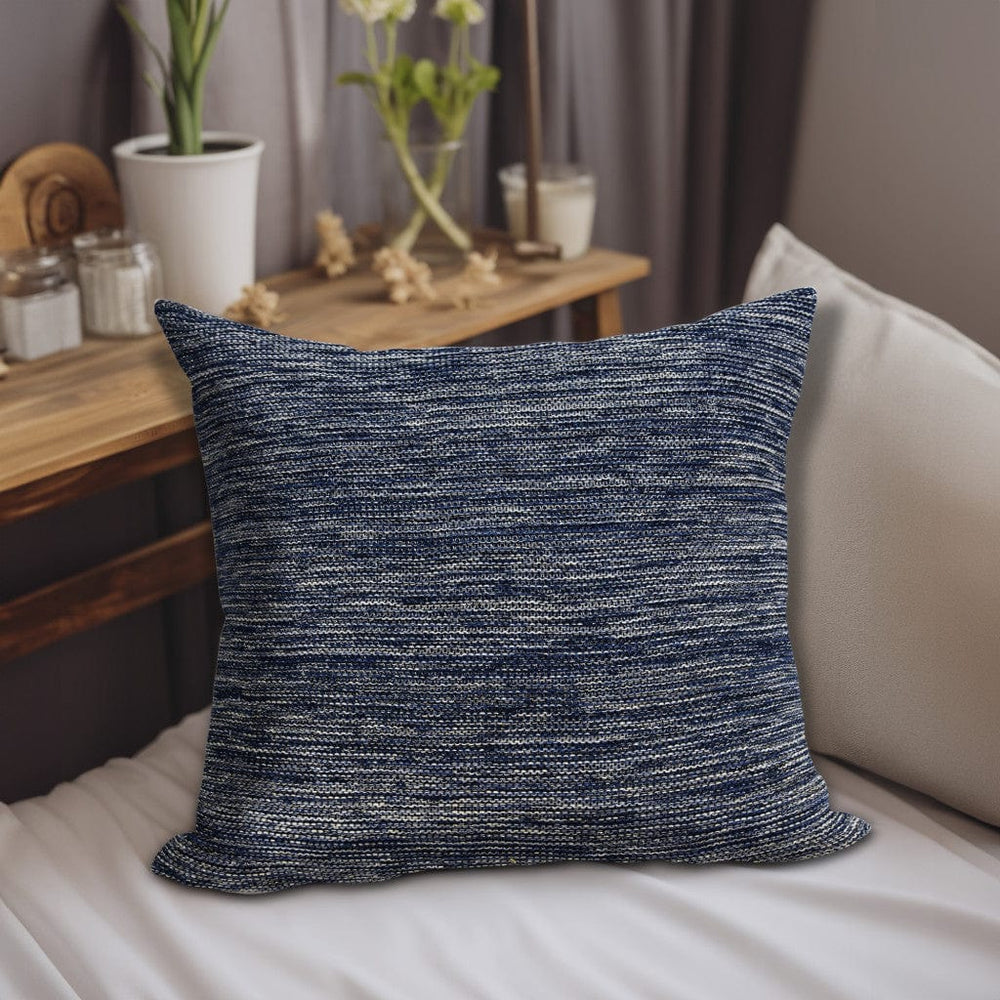 20" Blue Woven Cotton Blend Throw Pillow - Homeroots - Flyclothing LLC