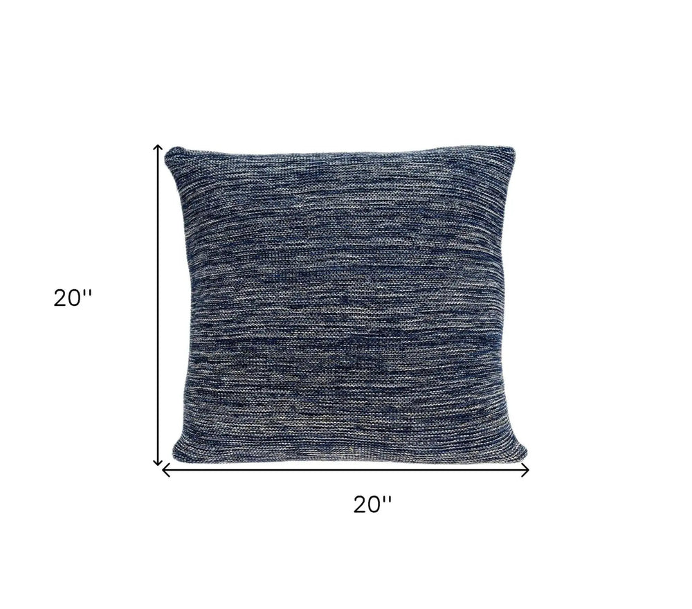 20" Blue Woven Cotton Blend Throw Pillow - Homeroots - Flyclothing LLC