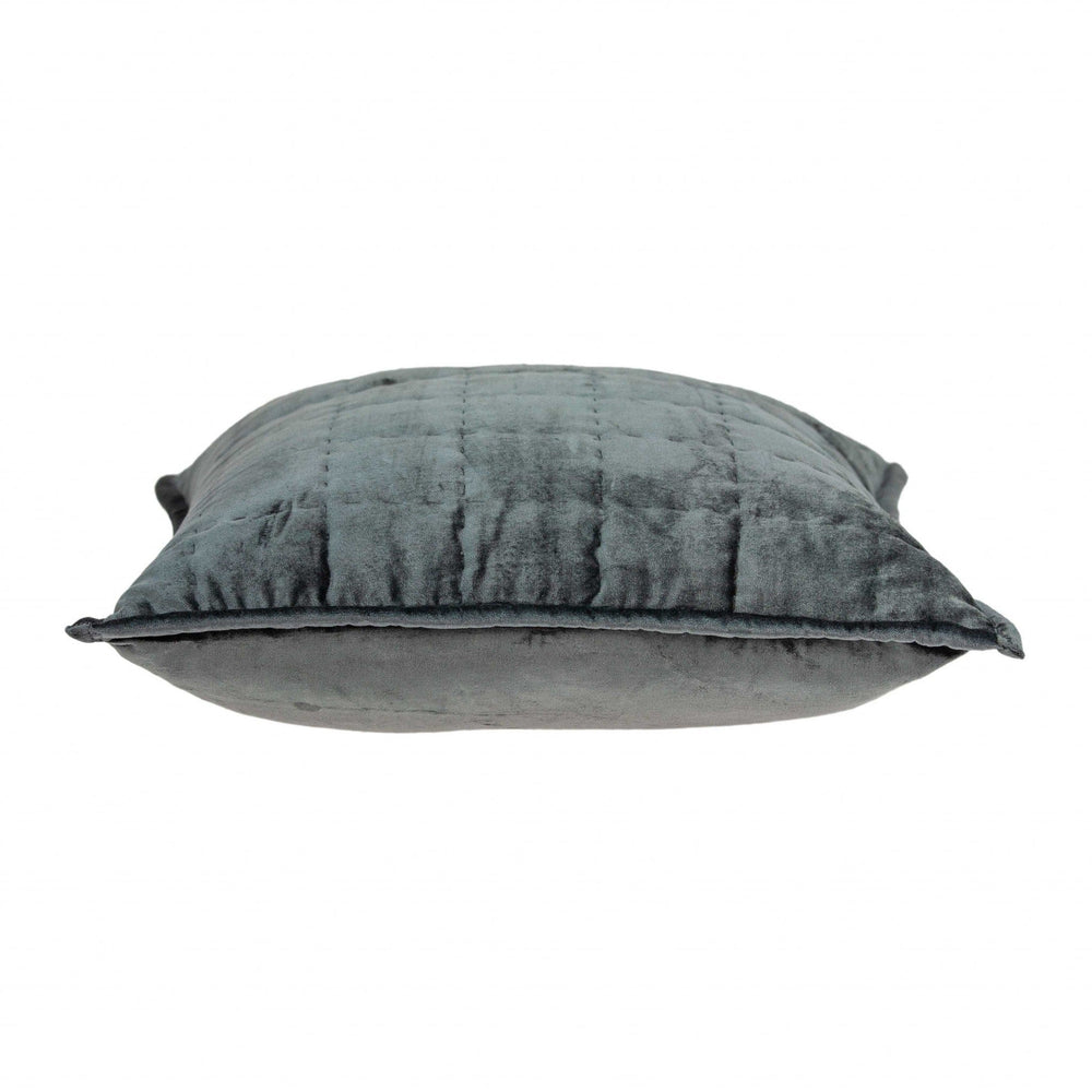 20" X 7" X 20" Transitional Charcoal Solid Quilted Pillow Cover With Poly Insert - Homeroots - Flyclothing LLC