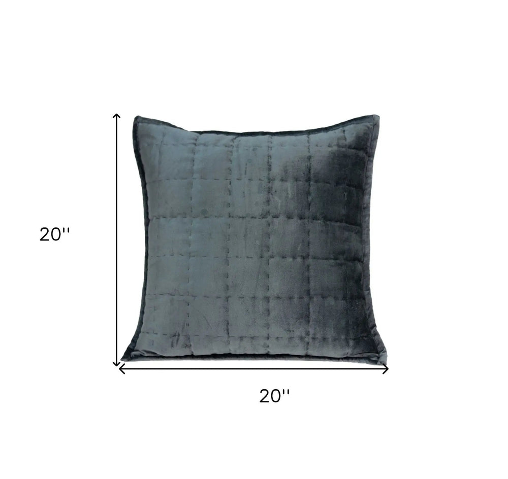 20" X 7" X 20" Transitional Charcoal Solid Quilted Pillow Cover With Poly Insert - Homeroots - Flyclothing LLC
