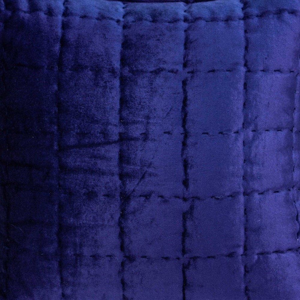20" X 7" X 20" Transitional Royal Blue Quilted Pillow Cover With Poly Insert - Homeroots - Flyclothing LLC