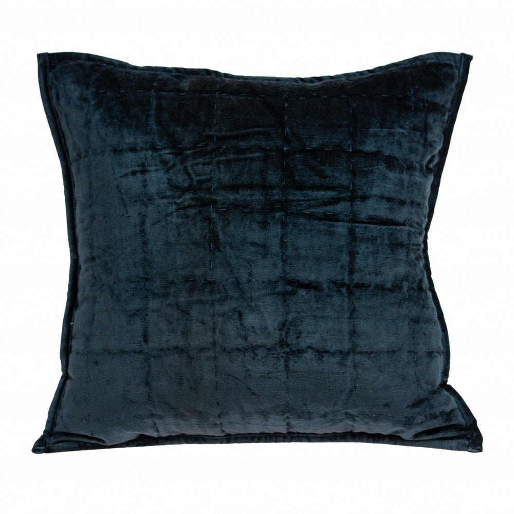 20" X 7" X 20" Transitional Dark Blue Quilted Pillow Cover With Poly Insert - Homeroots - Flyclothing LLC