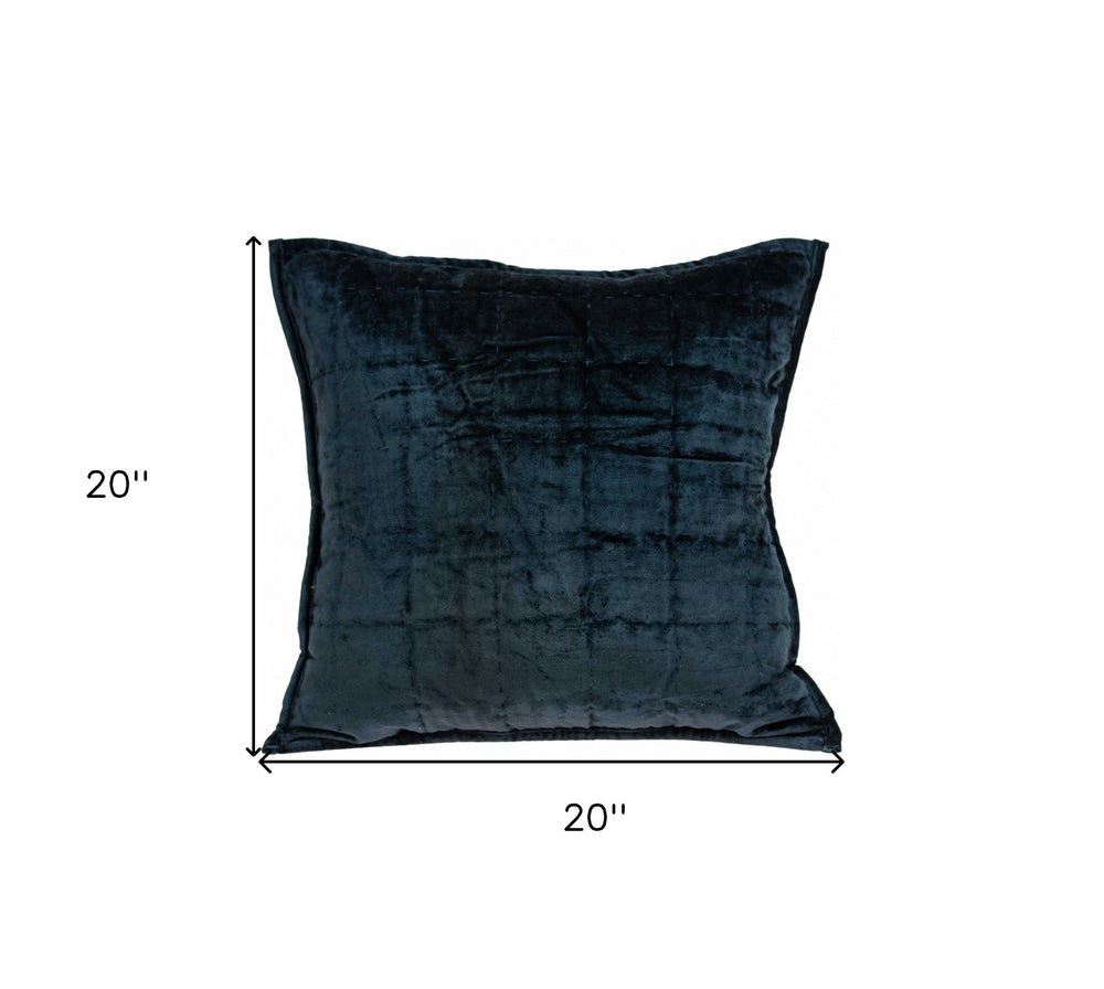 20" X 7" X 20" Transitional Dark Blue Quilted Pillow Cover With Poly Insert - Homeroots - Flyclothing LLC