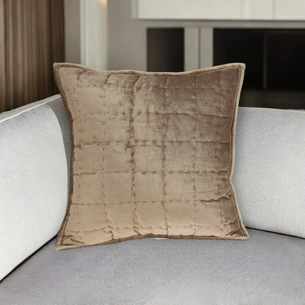 20" X 7" X 20" Transitional Taupe Solid Quilted Pillow Cover With Poly Insert - Homeroots - Flyclothing LLC