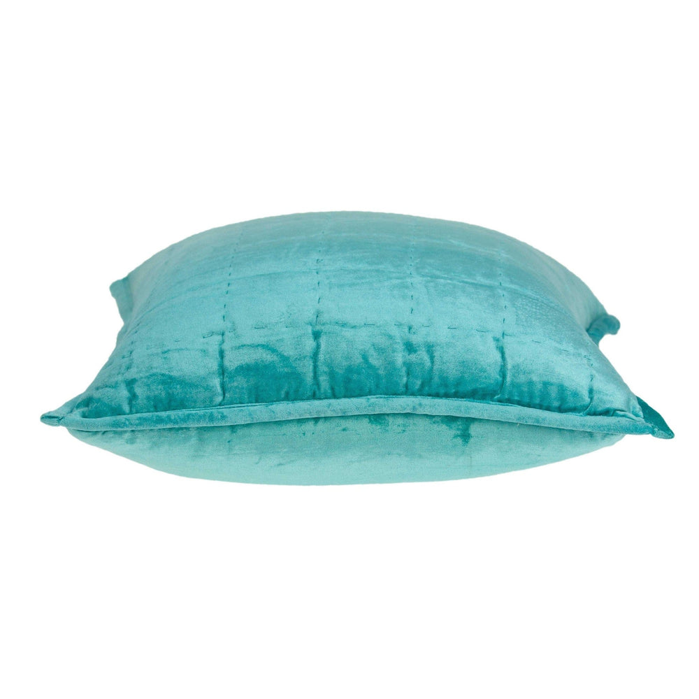 20" X 7" X 20" Transitional Aqua Solid Quilted Pillow Cover With Poly Insert - Homeroots - Flyclothing LLC