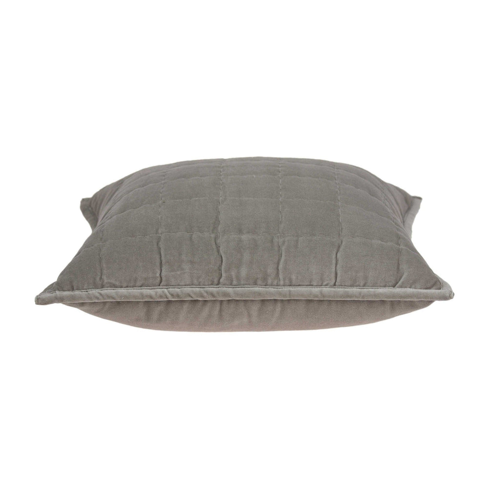20" X 7" X 20" Transitional Gray Solid Quilted Pillow Cover With Poly Insert - Homeroots - Flyclothing LLC