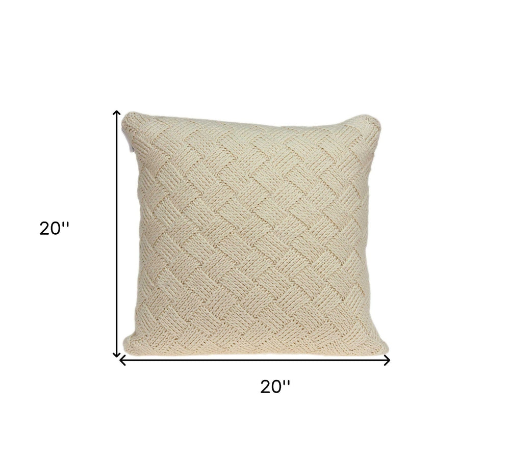 20" X 7" X 20" Transitional Beige Pillow Cover With Poly Insert - Homeroots - Flyclothing LLC