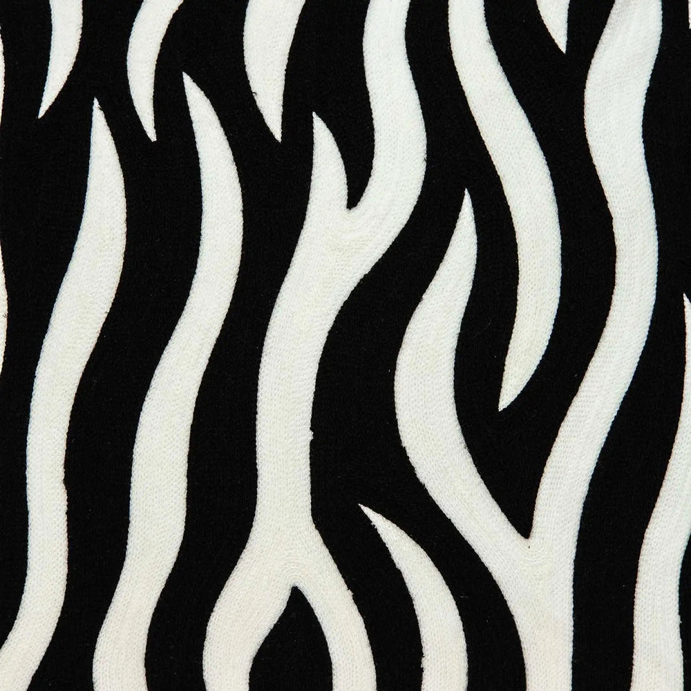 20" X 7" X 20" Transitional Black And White Zebra Pillow Cover With Poly Insert - Homeroots - Flyclothing LLC