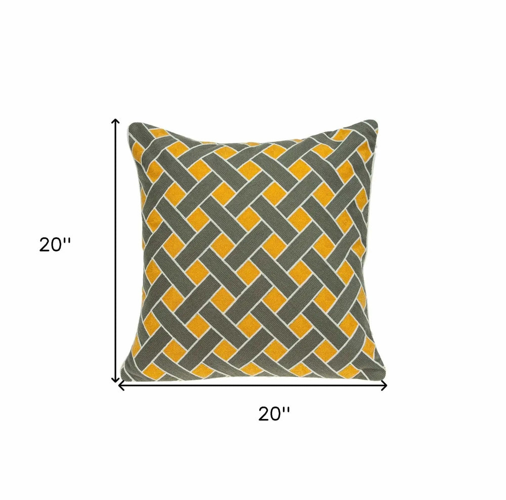 20" Gray and Orange Braided Cotton Throw Pillow - Homeroots - Flyclothing LLC