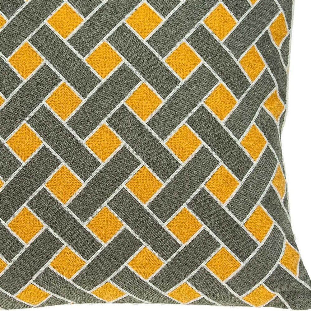 20" Gray and Orange Braided Cotton Throw Pillow - Homeroots - Flyclothing LLC
