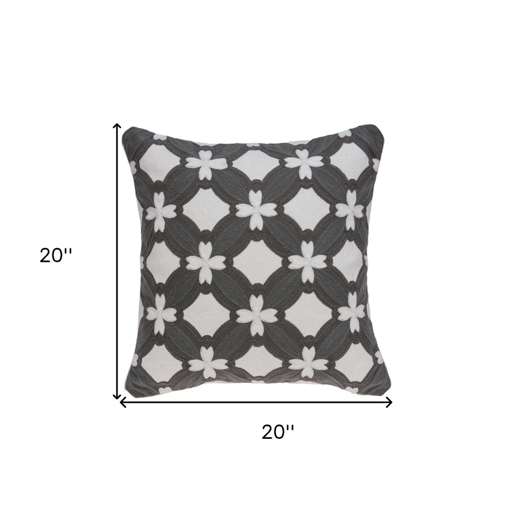 20" X 7" X 20" Transitional Gray And White Pillow Cover With Poly Insert - Homeroots - Flyclothing LLC