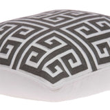 20" Gray and White Greek Key Cotton Throw Pillow - Homeroots - Flyclothing LLC