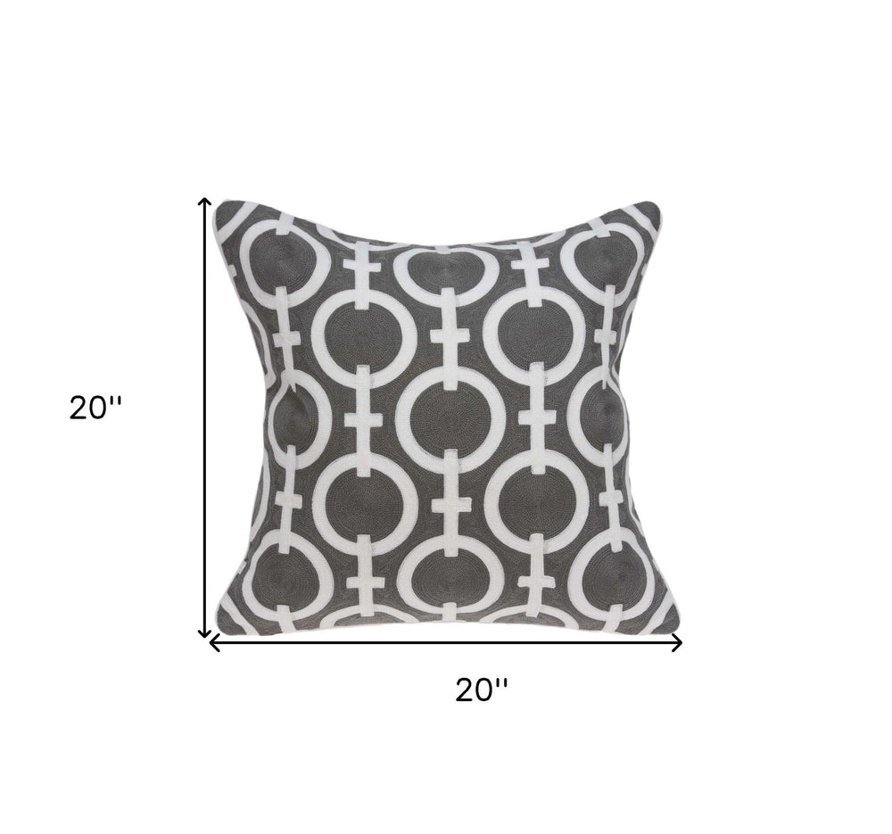 20" X 7" X 20" Transitional Gray And White Accent Pillow Cover With Poly Insert - Homeroots - Flyclothing LLC