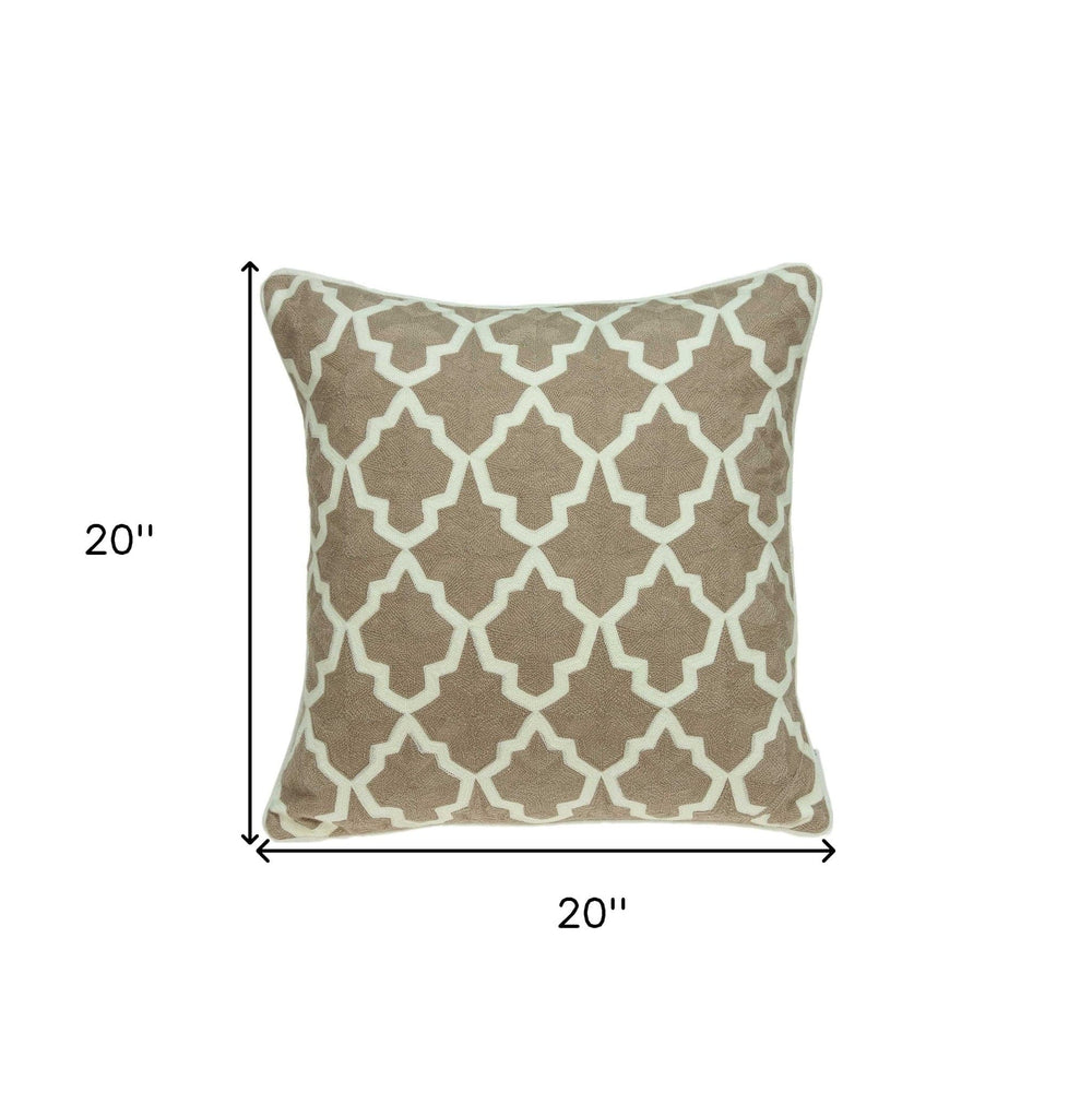20" X 7" X 20" Transitional Beige And White Pillow Cover With Poly Insert - Homeroots - Flyclothing LLC