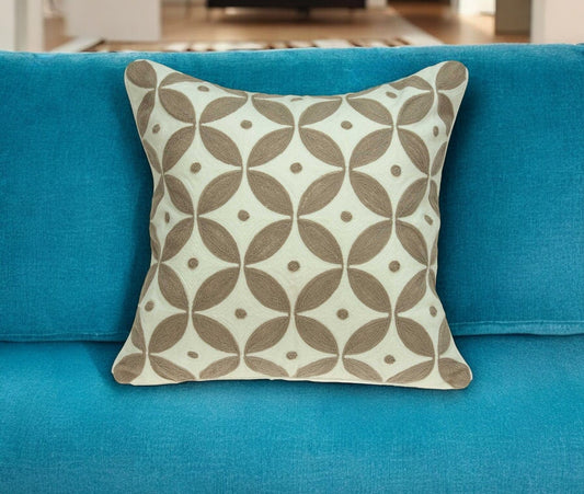 20" X 7" X 20" Transitional Beige And White Accent Pillow Cover With Poly Insert - Homeroots