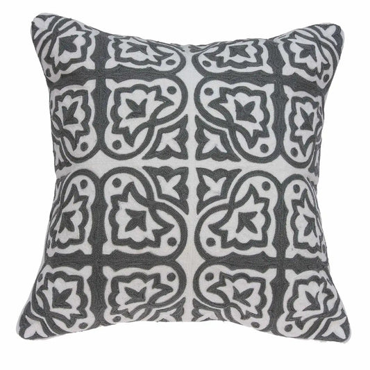20" X 7" X 20" Traditional Gray And White Cotton Pillow Cover With Poly Insert - Homeroots