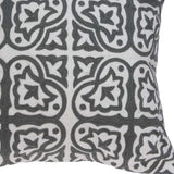 20" X 7" X 20" Traditional Gray And White Cotton Pillow Cover With Poly Insert - Homeroots - Flyclothing LLC