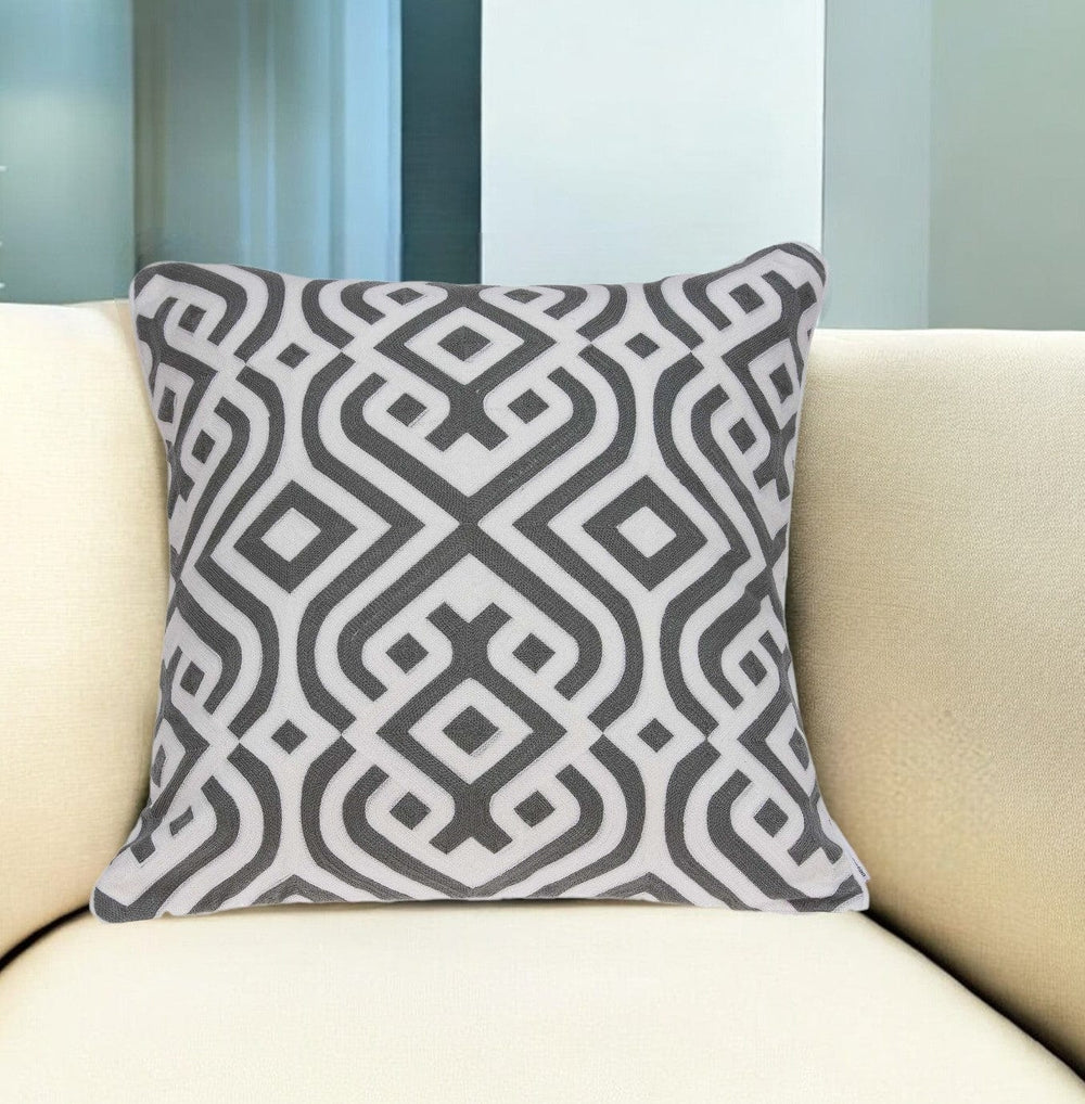 20" X 7" X 20" Gray And White Accent Pillow Cover With Poly Insert - Homeroots - Flyclothing LLC