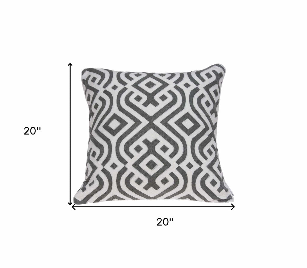 20" X 7" X 20" Gray And White Accent Pillow Cover With Poly Insert - Homeroots - Flyclothing LLC