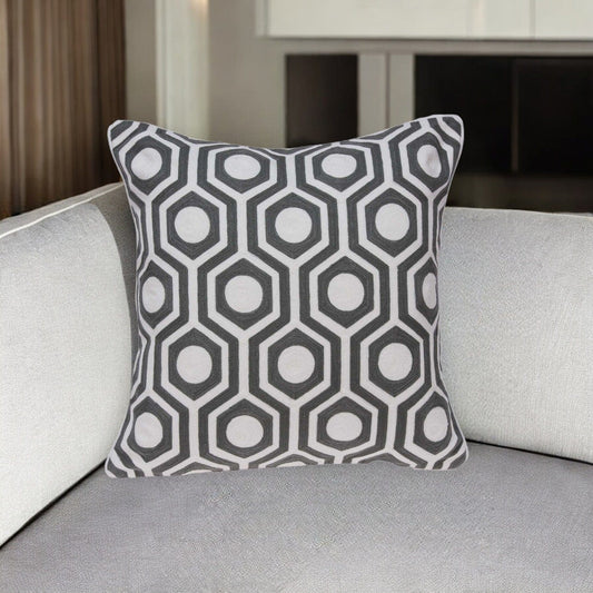 20" X 7" X 20" Cool Gray And White Pillow Cover With Poly Insert - Homeroots