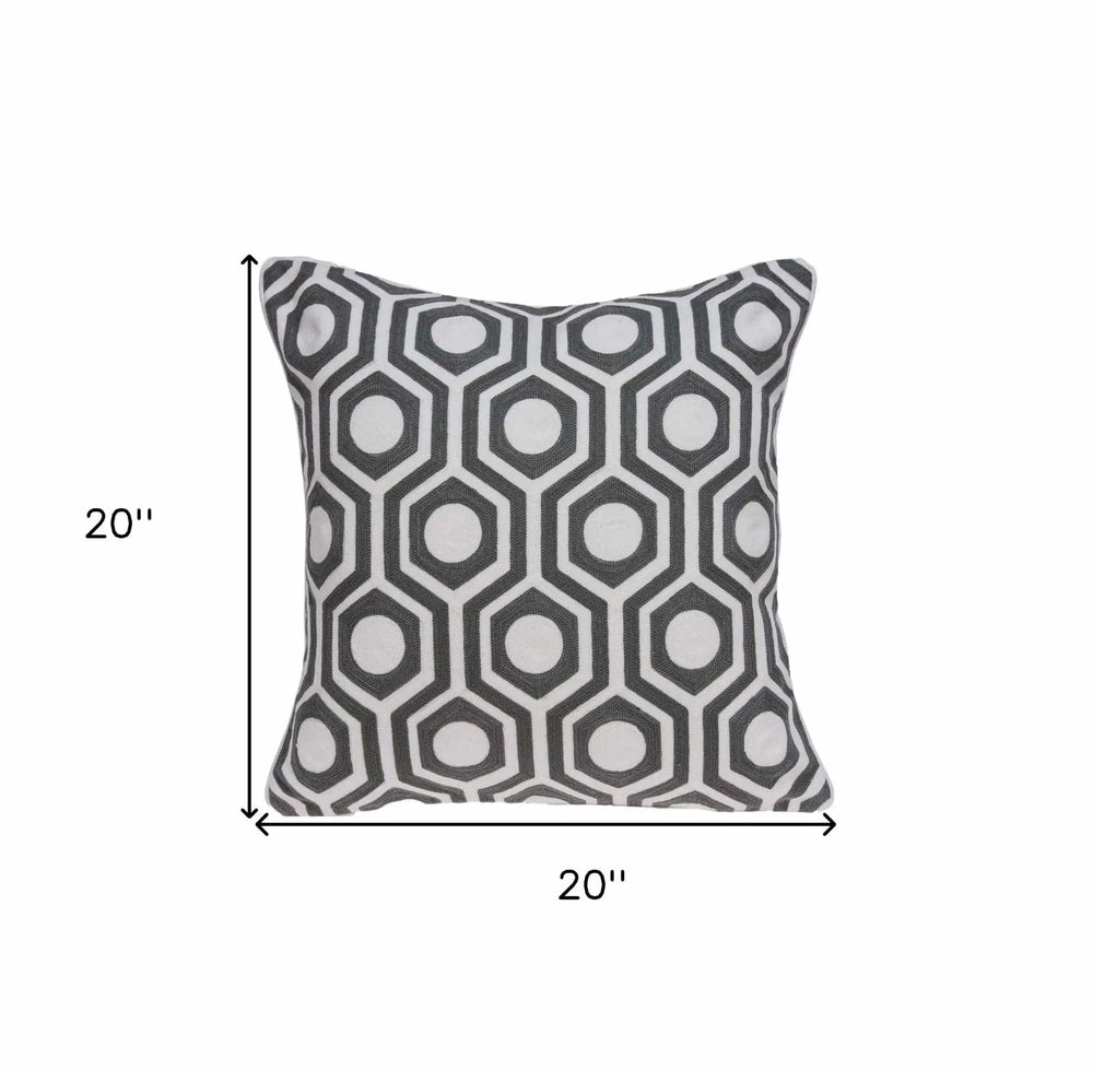 20" X 7" X 20" Cool Gray And White Pillow Cover With Poly Insert - Homeroots - Flyclothing LLC