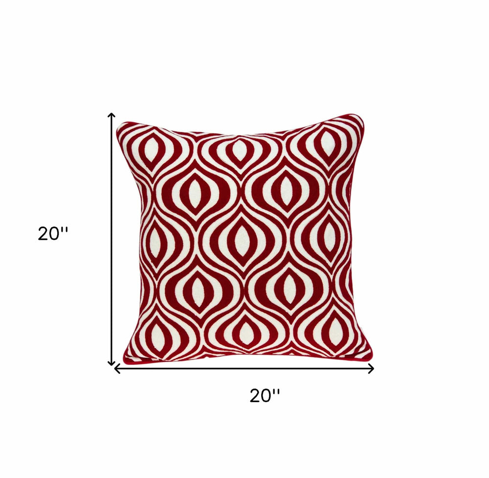 20" X 7" X 20" Transitional Red And White Pillow Cover With Poly Insert - Homeroots - Flyclothing LLC