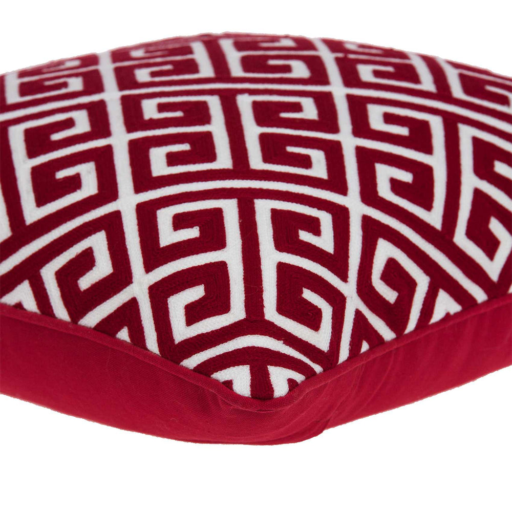 20" X 7" X 20" Transitional Red And White Cotton Pillow Cover With Poly Insert - Homeroots - Flyclothing LLC